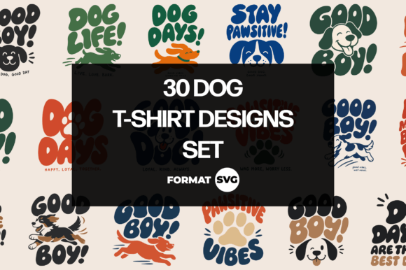 30 Dog SVG Design Bundle: Modern & Retro Creative Assets