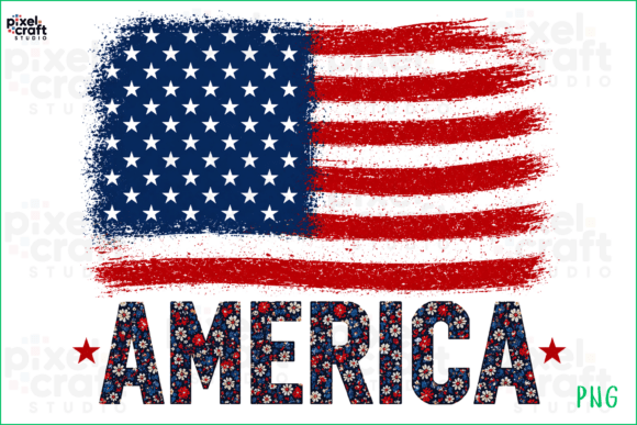 America Floral Flag PNG: A Patriotic Design Asset
