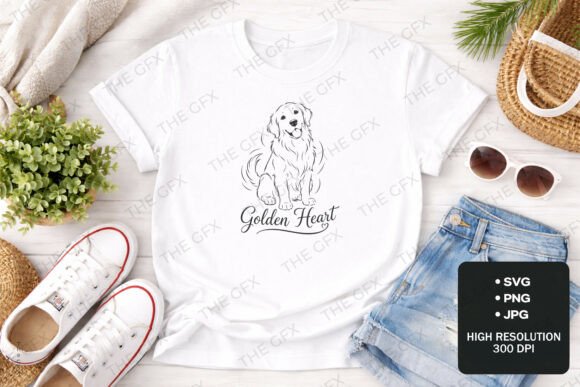 Golden Heart Golden Retriever SVG Design