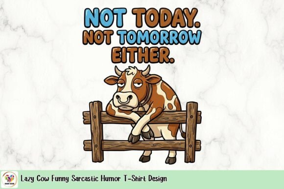 Lazy Cow Funny Sarcastic Humor T-Shirt Design: A Modern Graphic Asset