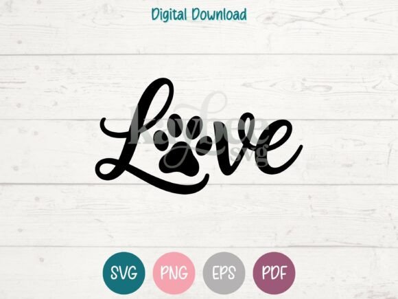 Love Paw Print SVG PNG EPS PDF Design