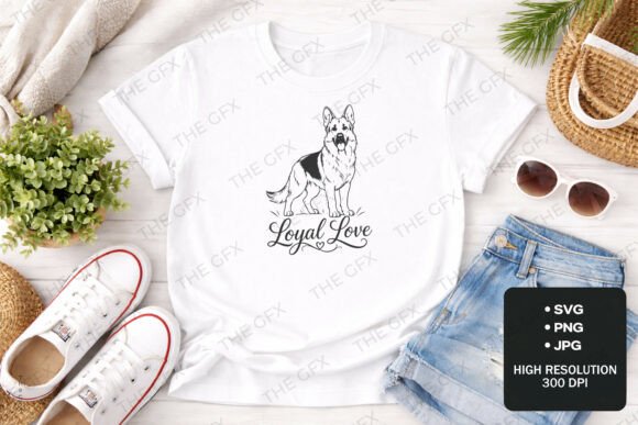 Loyal Love German Shepherd Dog Design: A Graphic Asset for Modern Projects