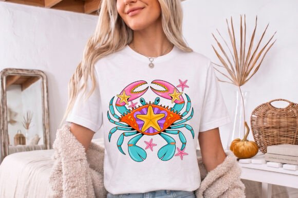 Preppy Summer Crab Design Png: A Bold Visual Asset