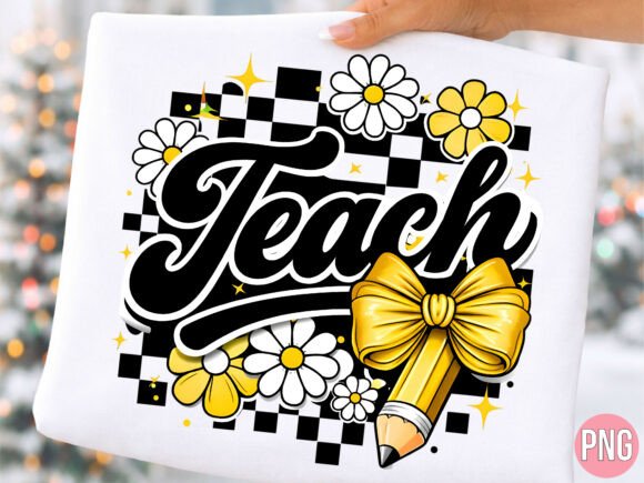 Retro Teach Checkerboard Daisy Design