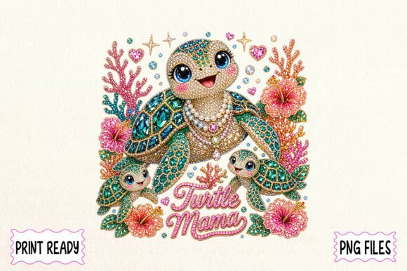 Turtle Mama Rhinestone PNG: A Sparkling Design Asset