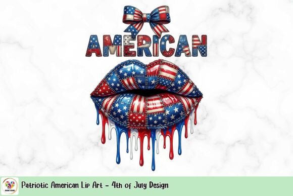 Vibrant Patriotic Lip Art for 4th of July Designs
