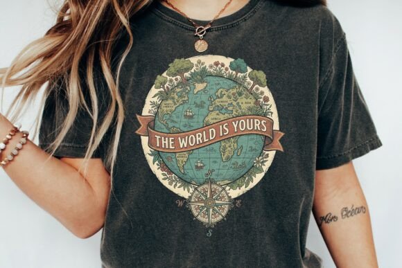 Vintage Globe Compass Botanical Design for Timeless Branding