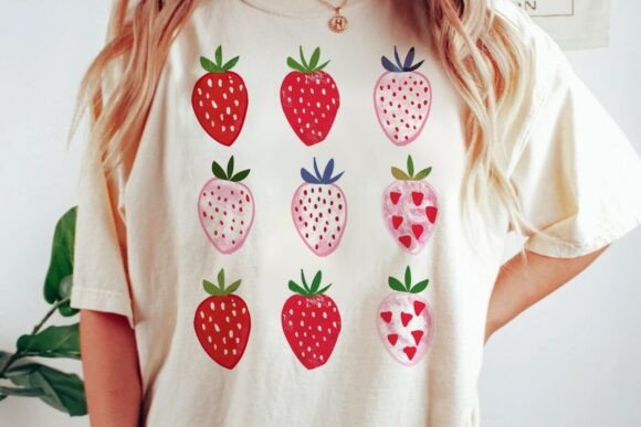 Whimsical Strawberry Pattern Design: A Fresh Creative Asset